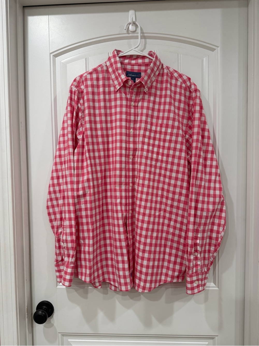 NWOT johnnie-O Pink and White Gingham Button-Down Shirt